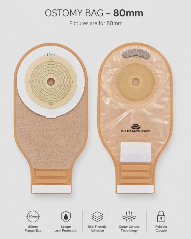 G-1 Health Care One-Piece Open Ostomy Bag (80mm)